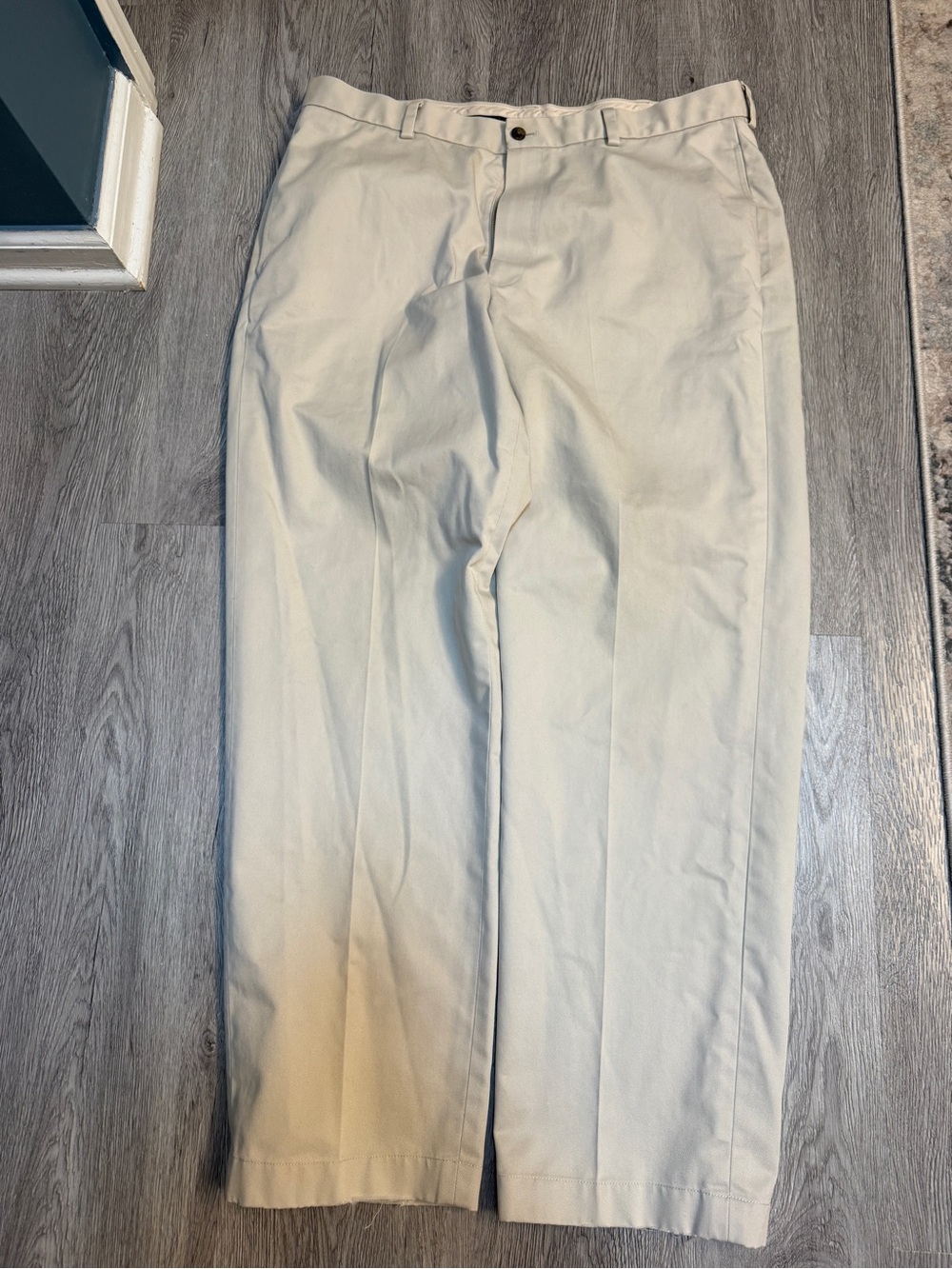 Brooks Brothers Mens Hudson Advantage Chino Khaki Pants 38x32 Beige Frayed Ends